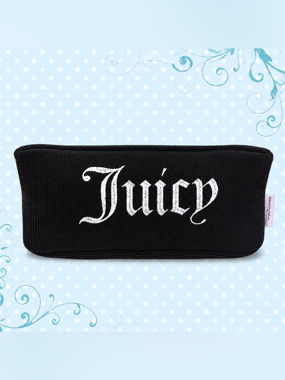 Juicy Couture Black Headband with White Script Logo